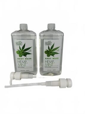 Natural Therapy Hemp + Mint Body Wash 1000ml Lot of 2 w/ Pumps NIB